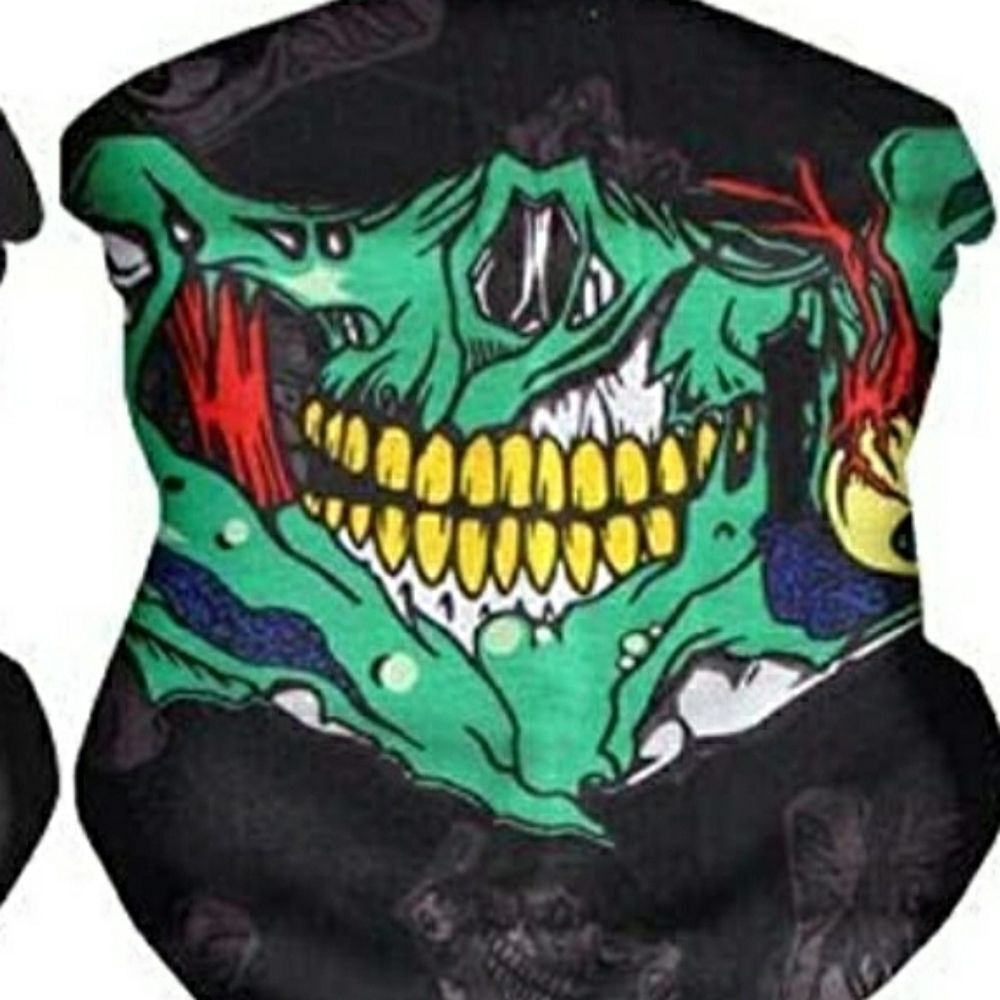 CREEPY green Skull gaiter balaclava bandana mask
